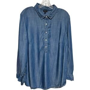 Talbots Popover Tunic Top Chambray Blue 2X